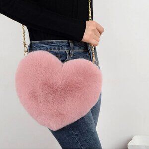 Heart Fur Crossbody bag Furry Shoulder Bag Women's Handbag Cute